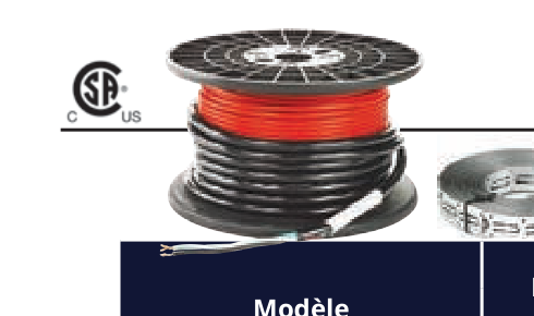 Câble à enfouissement béton extérieur 15 Watts 240 V - 55 pi