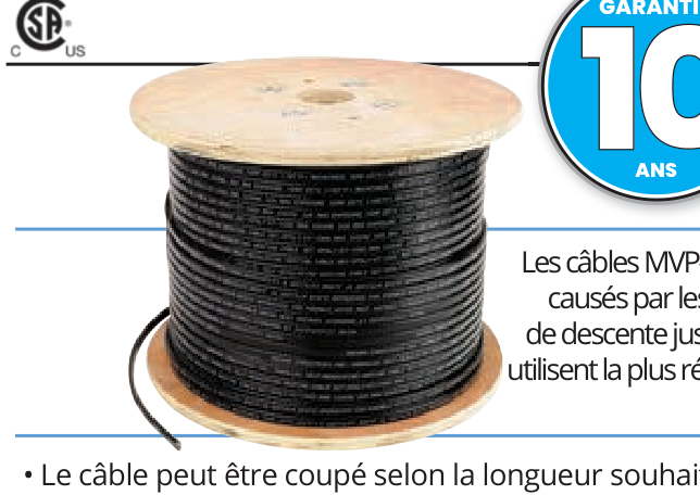Câble chauffant autorégulant MVP-TP 13 mm - 12 W/pi 240 V (208V - 277V)