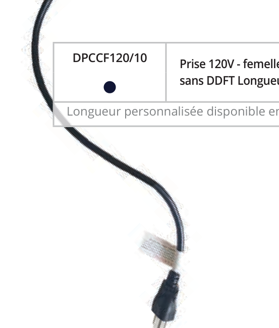 Prise 120V - femelle sans DDFT - 10 pi